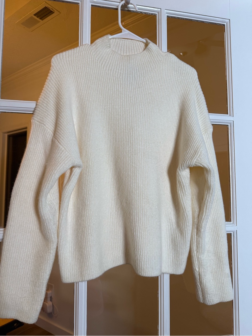 Abercrombie & Fitch Cream Ribbed Mock Neck Sweater